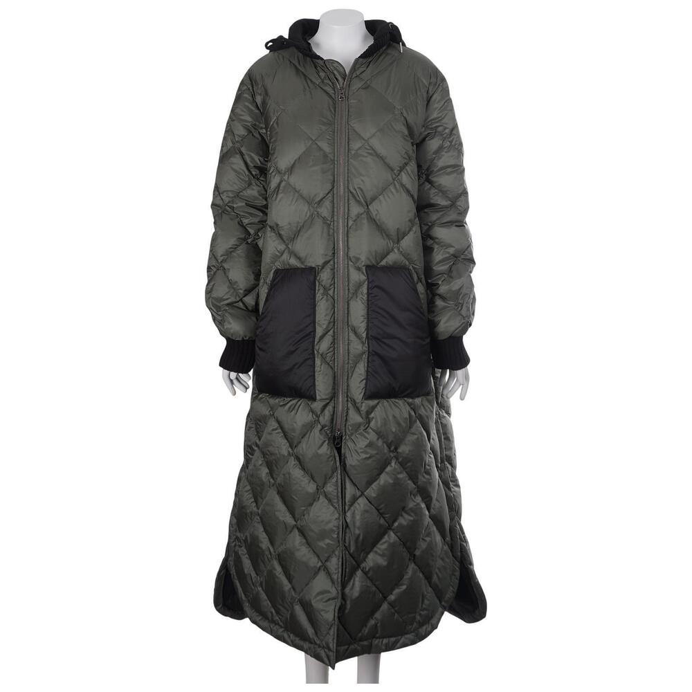 Sweaty Betty Halle Berry Luna Jacket S Green Down Puffer Longline Full Zip Hood